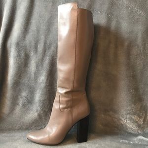 Mauve/Rose Heeled Leather Boots Saks 5th Ave Sz 10